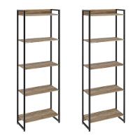 Kit 2 Estantes Escritório 5 Prateleiras 186x60cm Carvalho - 1