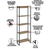 Kit 2 Estantes Escritório 5 Prateleiras 186x60cm Carvalho