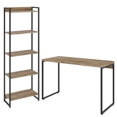 Kit Escritório Estante 5 Prateleiras Mesa 120Cm Carvalho