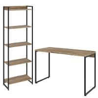 Kit Escritório Estante 5 Prateleiras Mesa 120Cm Carvalho - 1