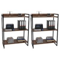 Kit 2 Estantes Multiuso 80cm 3 Prateleiras C08 Nogal - 1