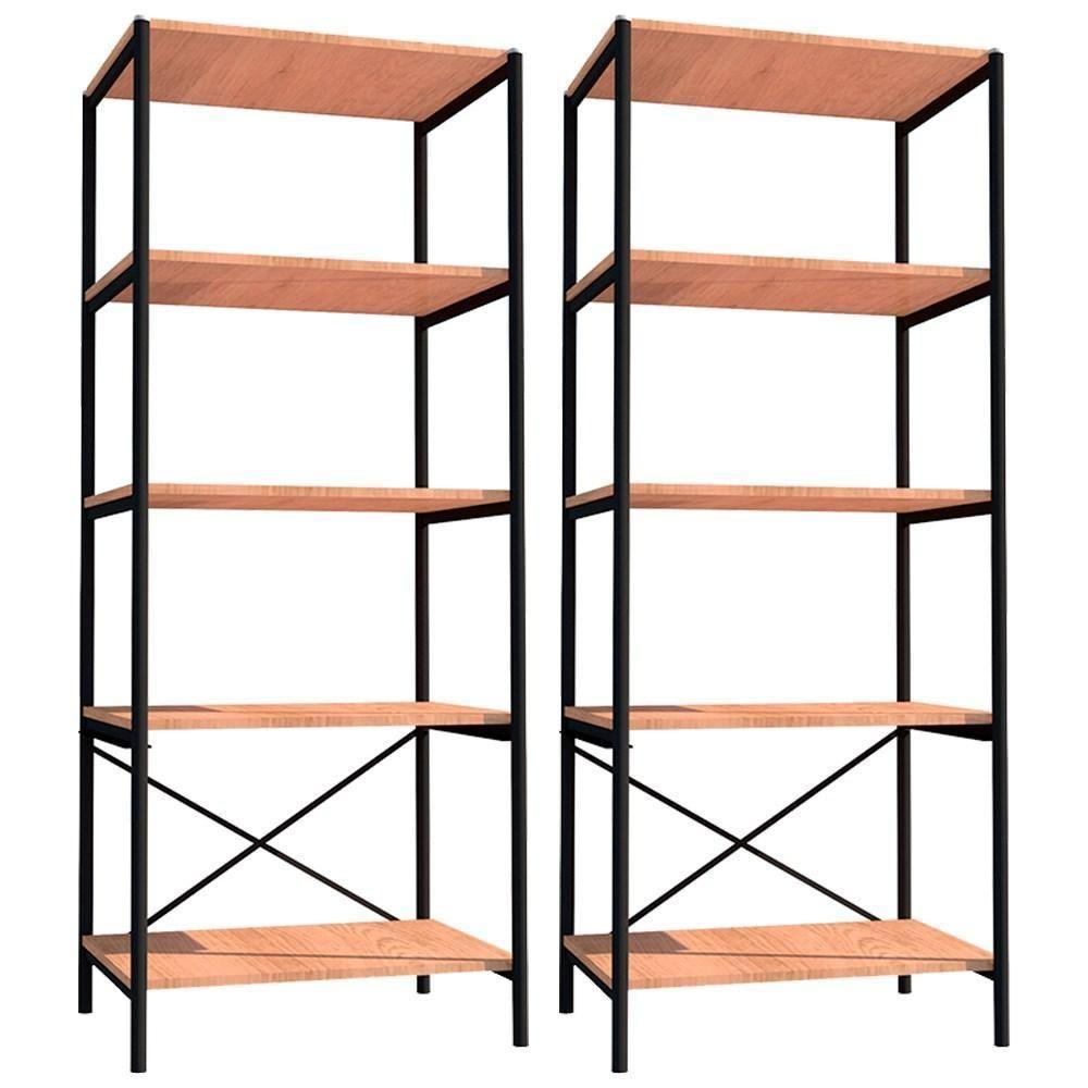 Kit 2 Estantes Multiuso 150cm 5 Prateleiras Preto Fosco - 1