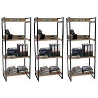 Kit 3 Estante Multiuso 60cm 4 Prateleiras C08 Carvalho - 1