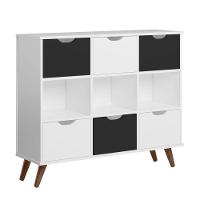 Estante Nicho Sabina Branco Com Gavetas Brancas E Pretas