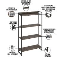 Estante Multiuso Escritório Areta 145X80Cm C01 Onix - 3