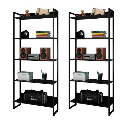 Kit 2 Estantes Livreiro Studio Industrial M18 Preto