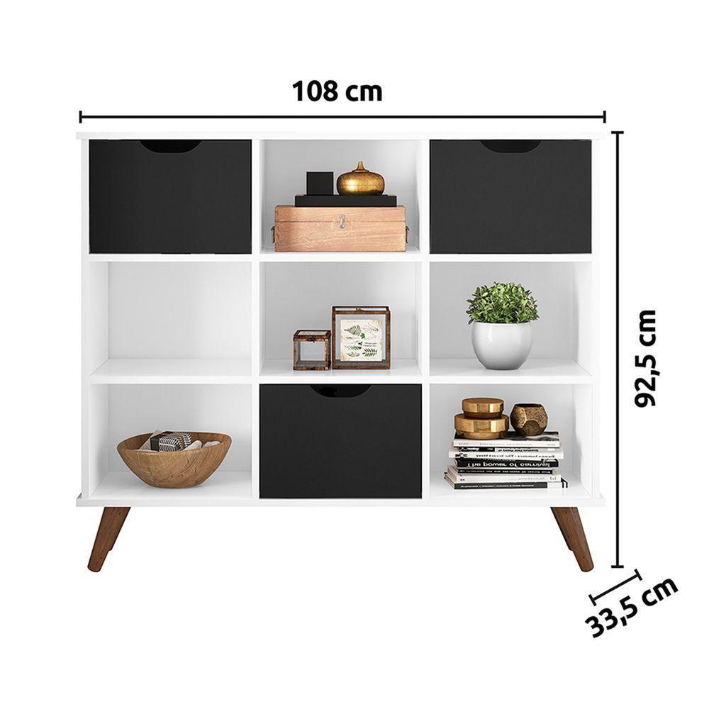 Nicho Organizador C/ 3 Gavetas Branco/Preto - 6