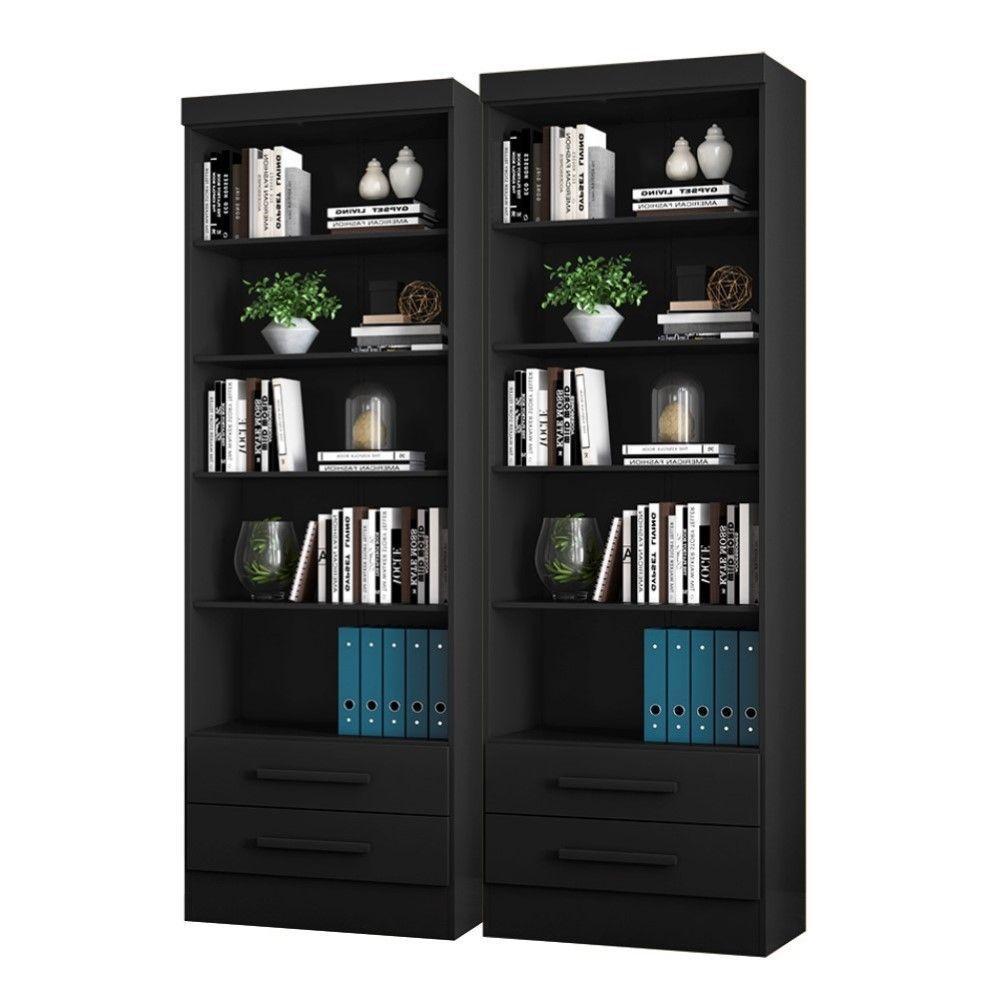 Conjunto 2 Estantes Livreiro Kenner Preto Fosco - 1