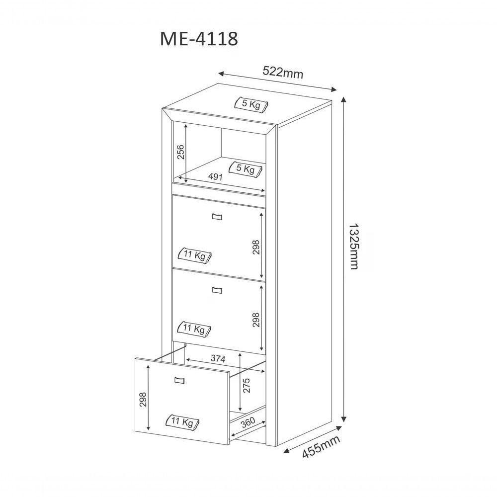 Armário Arquivo Para Pasta Suspensa Me4118 Nogal Nogal - 4