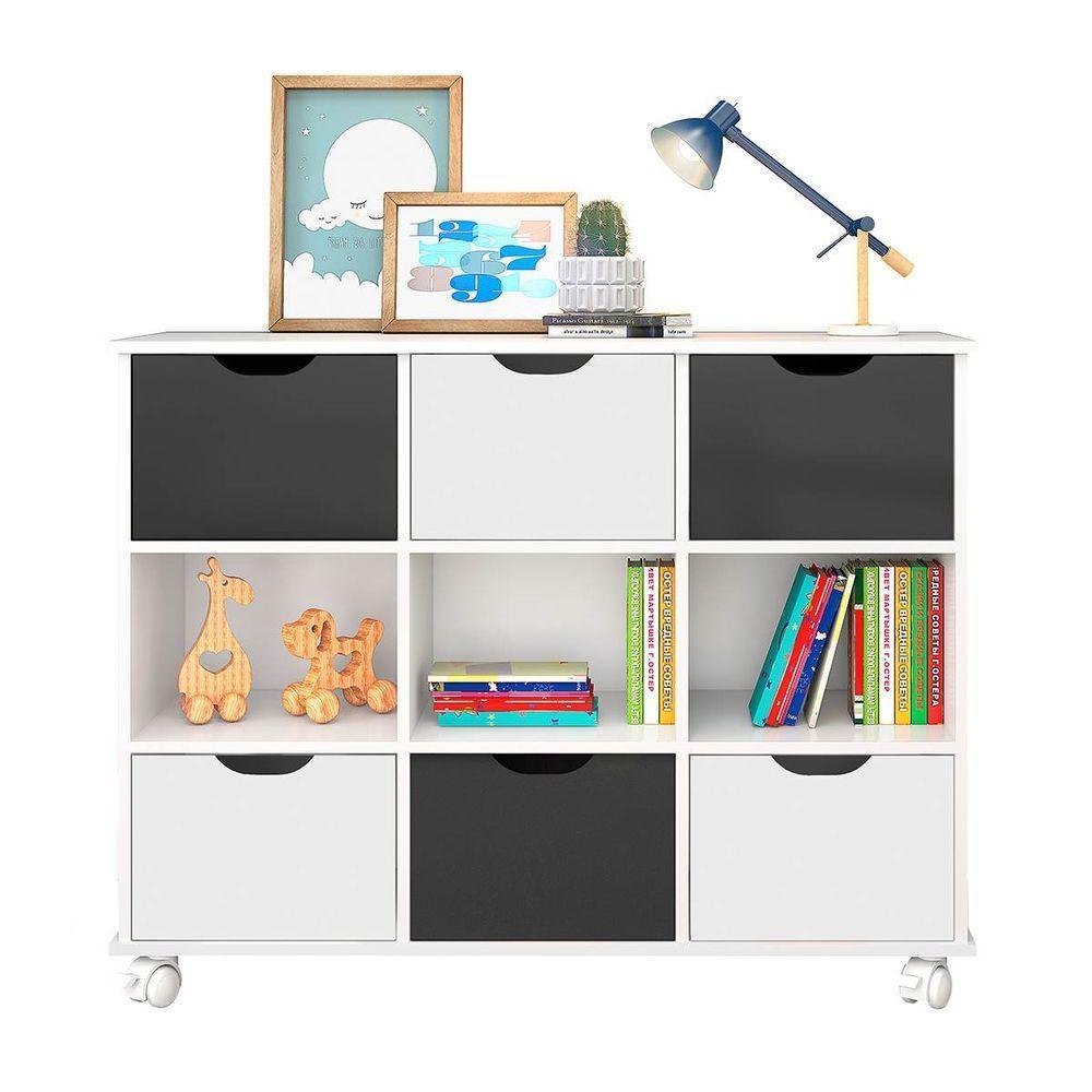 Nicho Organizador C/ 6 Gavetas Com Rodízio branco/preto - 1