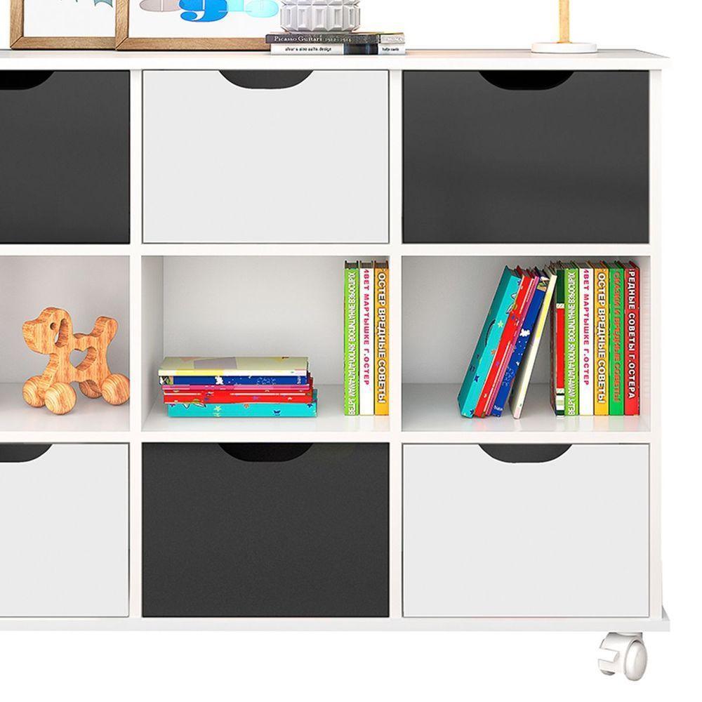 Nicho Organizador C/ 6 Gavetas Com Rodízio branco/preto - 2