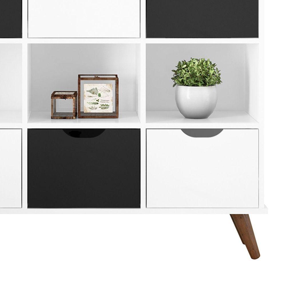 Nicho Organizador C/ 6 Gavetas Branco/Branco E Preto - 4