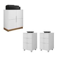 Kit Escritório Armário Com 2 Gaveteiros Cubic Branco Caemmun - 1