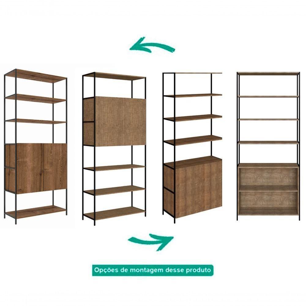 Estante 02 Portas 04 Prateleiras 27805 Vermont Preto Fosco - 4