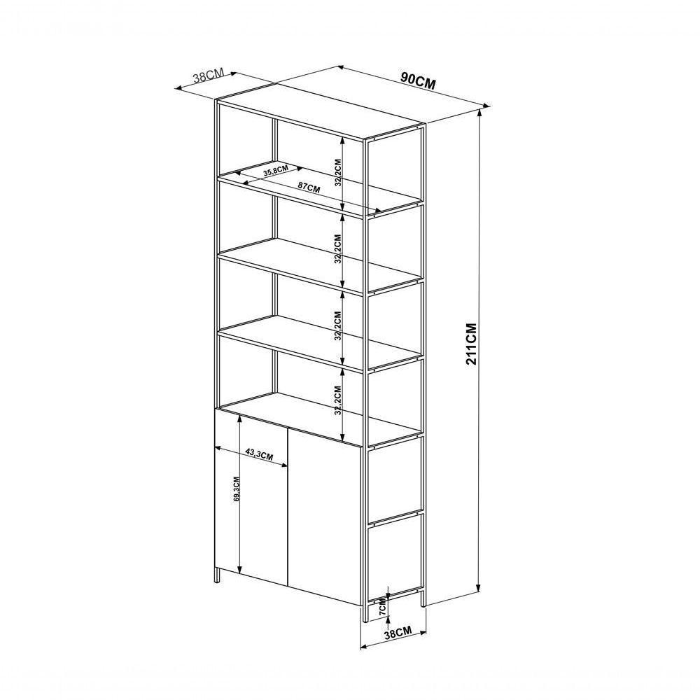 Estante 02 Portas 04 Prateleiras 27805 Vermont Preto Fosco - 5