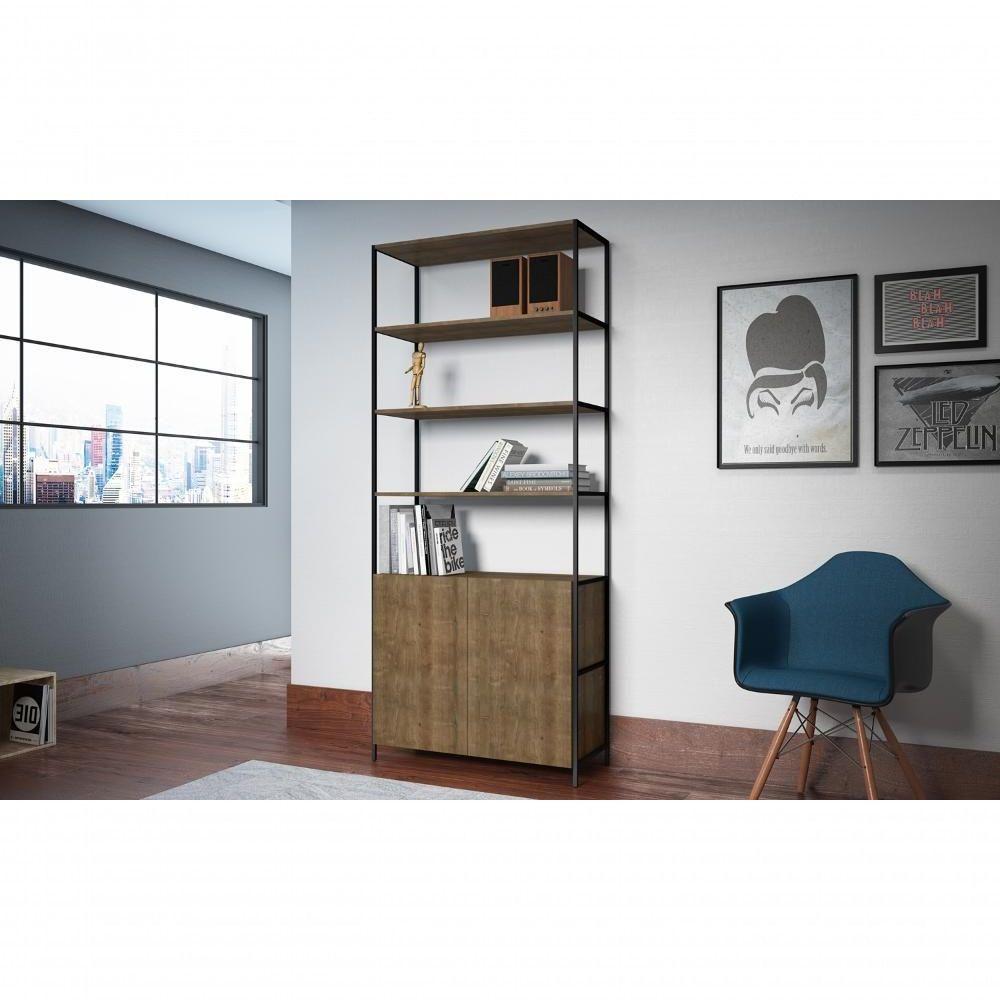 Estante 02 Portas 04 Prateleiras 27805 Vermont Preto Fosco - 8