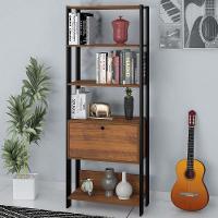 Estante Para Livros Pinho/Preto C/ 01 Porta E 4 Prateleiras - 1