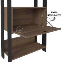Estante Para Livros Pinho/Preto C/ 01 Porta E 4 Prateleiras - 2