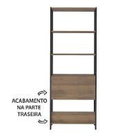 Estante Para Livros Pinho/Preto C/ 01 Porta E 4 Prateleiras - 5