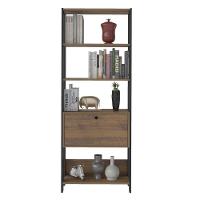 Estante Para Livros Pinho/Preto C/ 01 Porta E 4 Prateleiras - 7