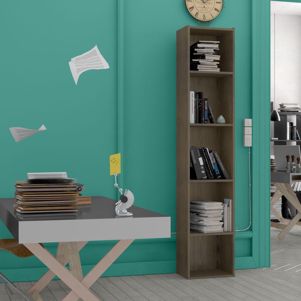 Estante Livreiro 4 Prateleiras Janaína Ajl Móveis Castanho - 2