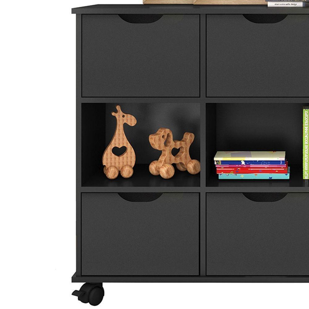 Nicho Organizador C/ 6 Gavetas Com Rodízio Preto/Preto - 4
