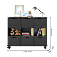 Nicho Organizador C/ 6 Gavetas Com Rodízio Preto/Preto - 6