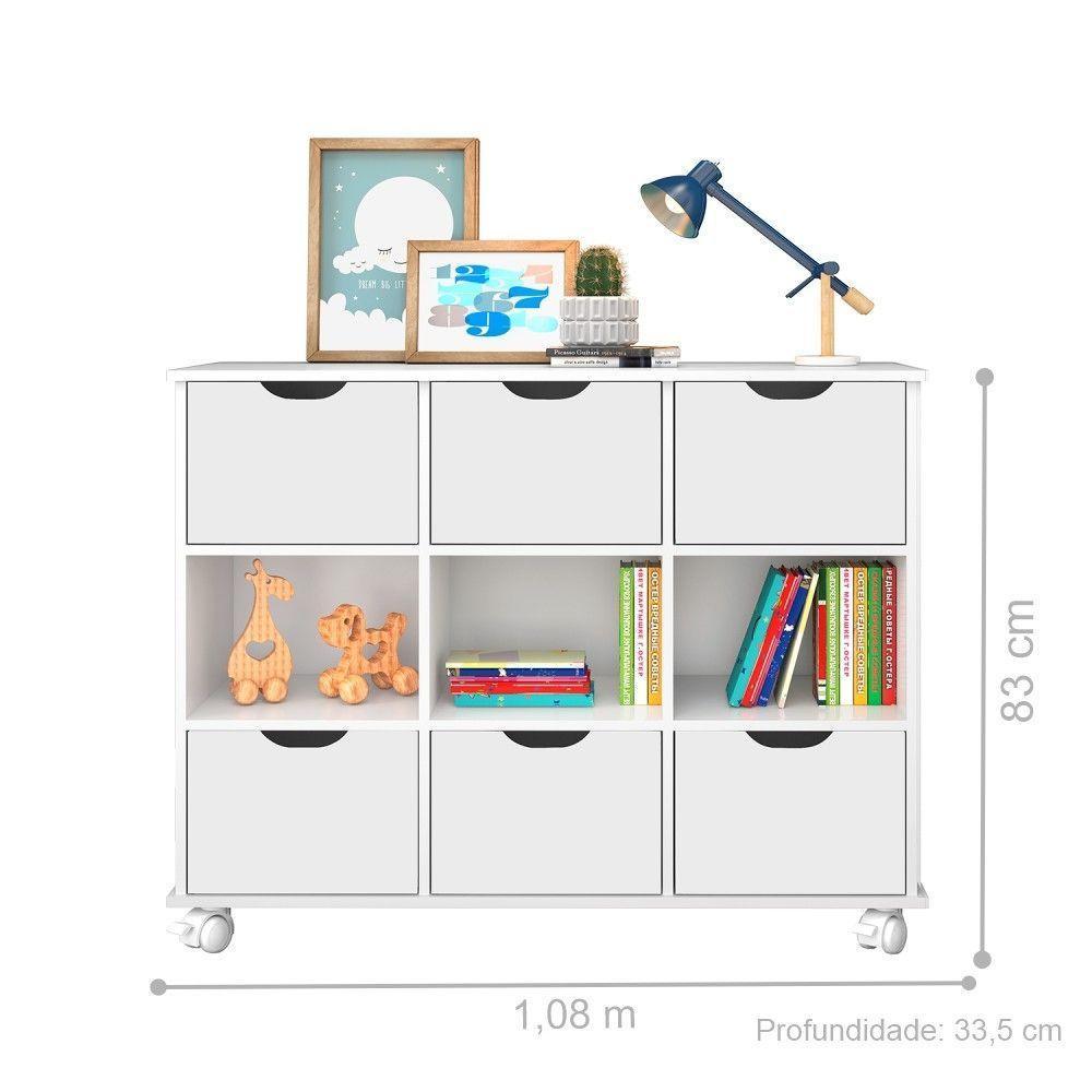 Nicho Organizador Com Rodinhas Portland Branco Com Gavetas - 3