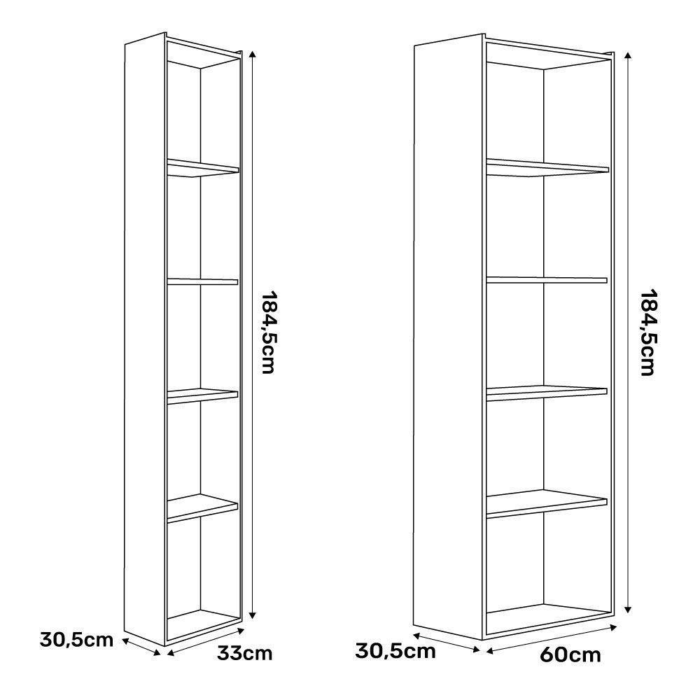 Kit 2 Estantes Livreiro Multiuso Workspace 5 Nichos Branco - 2
