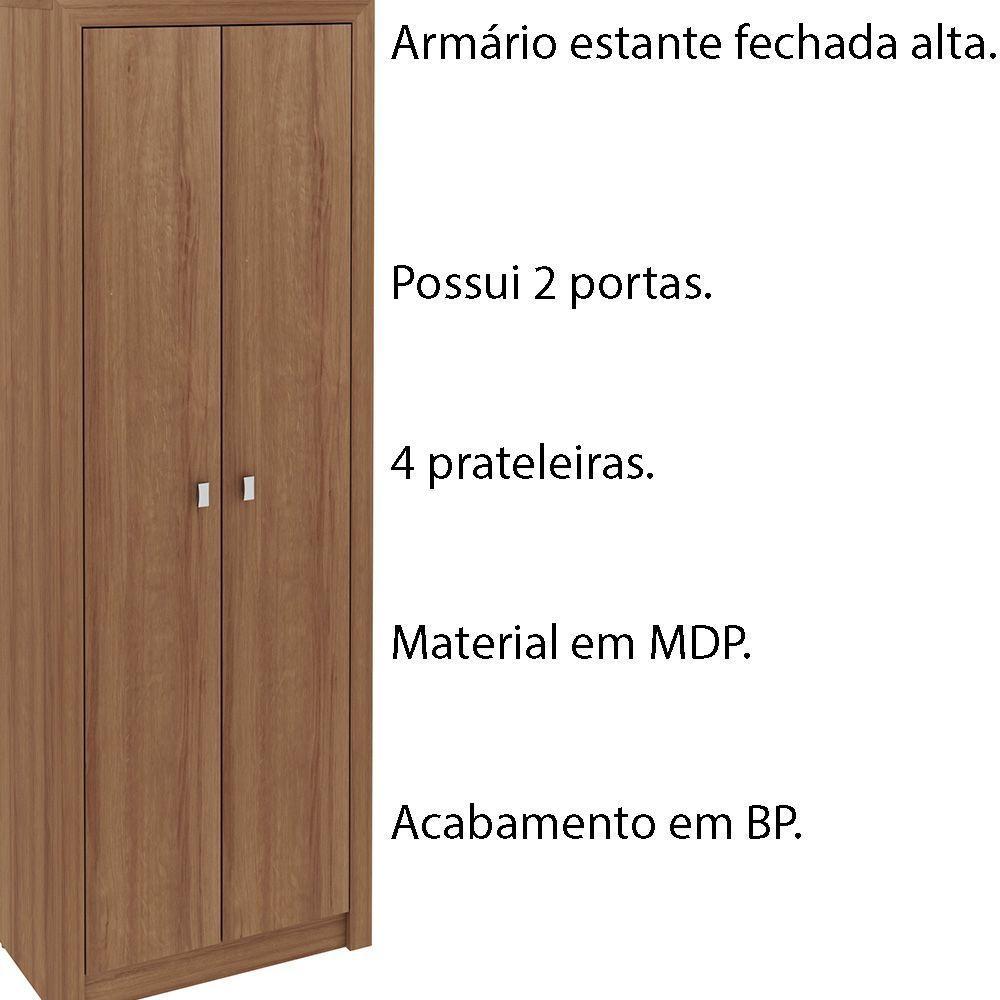 Armário Estante Alto Para Escritório Mdp Amendoa - 4