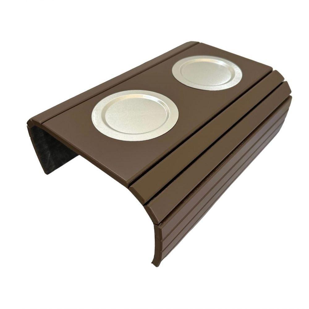 Esteira Bandeja Para Braço Sofá Porta Copo Alumínio Chocolate - 3