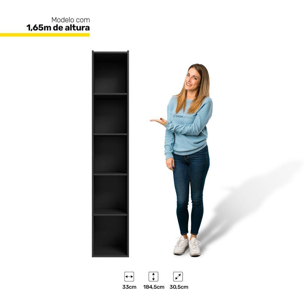 Kit 2 Estantes Livreiro Multiuso Janaína 5 Nichos Preto - 4
