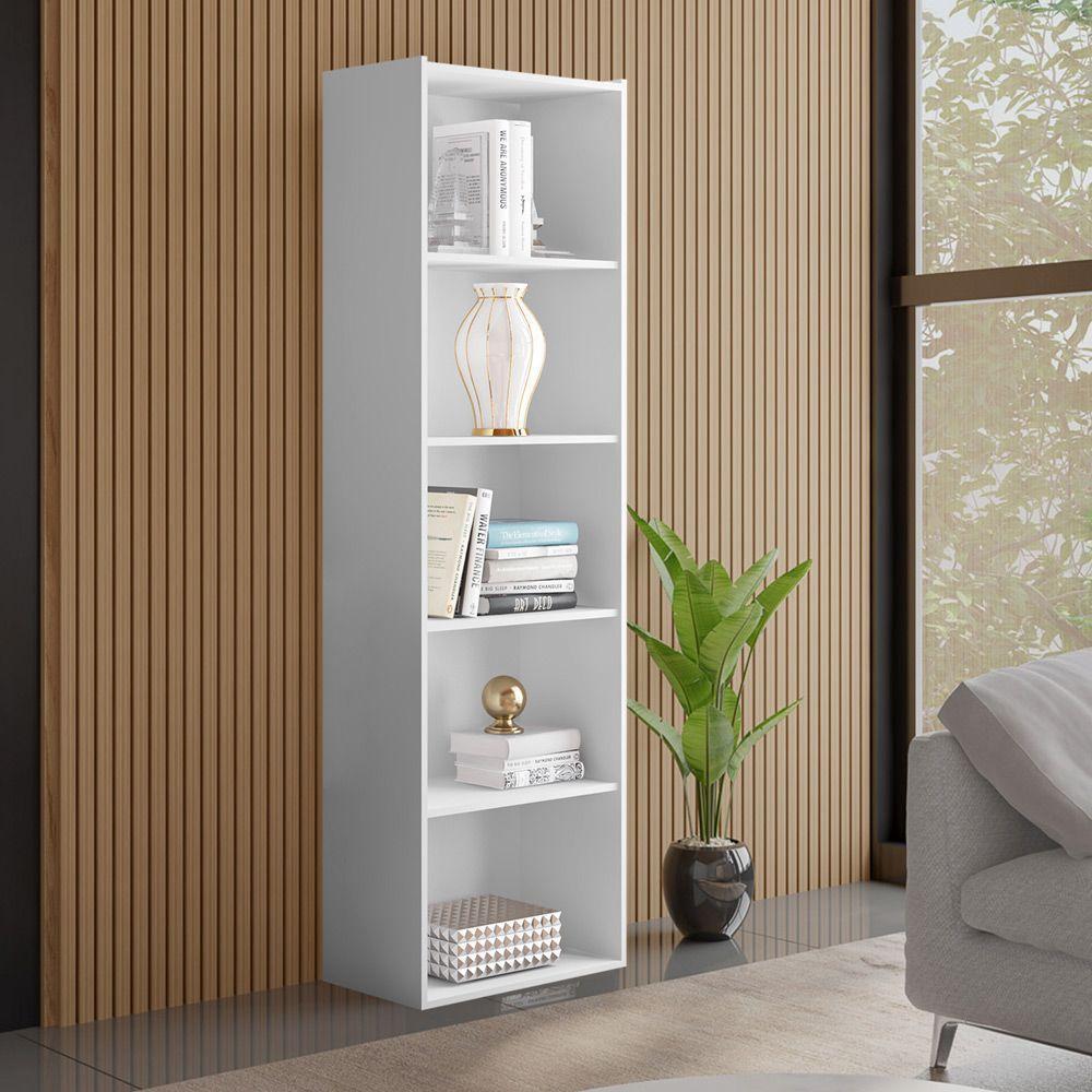 Kit 2 Estantes Livreiro Multiuso Luiza 5 Nichos Branco - 3