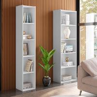 Kit 2 Estantes Livreiro Multiuso Workspace 5 Nichos Branco - 4