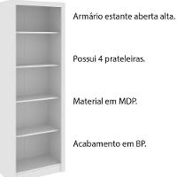 Armário Estante Alto Para Escritório Mdp Branco - 5