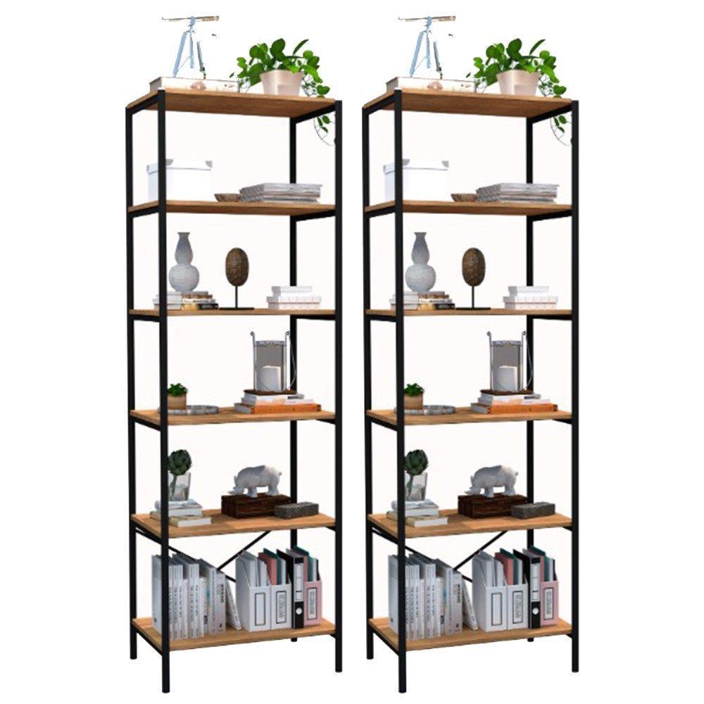 Kit 02 Estantes Livreiro Multiuso Industrial 180cm Preto - 1