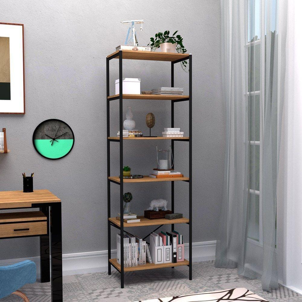 Kit 02 Estantes Livreiro Multiuso Industrial 180cm Preto - 4