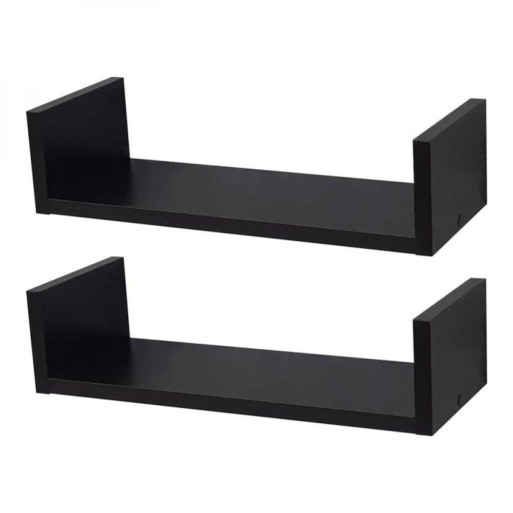 Kit 2 Prateleiras U 30 x 15cm Preta Suporte Invisível - 1