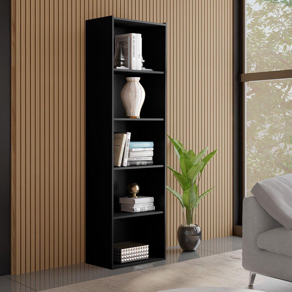 Kit 2 Estantes Livreiro Multiuso Luiza 5 Nichos Preto - 4