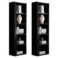 Kit 2 Estantes Livreiro Multiuso Luiza 5 Nichos Preto - 1