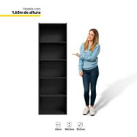 Kit 2 Estantes Livreiro Multiuso Luiza 5 Nichos Preto - 5
