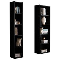 Kit 2 Estantes Livreiro Multi Workspace 5 Nichos Preto - 1