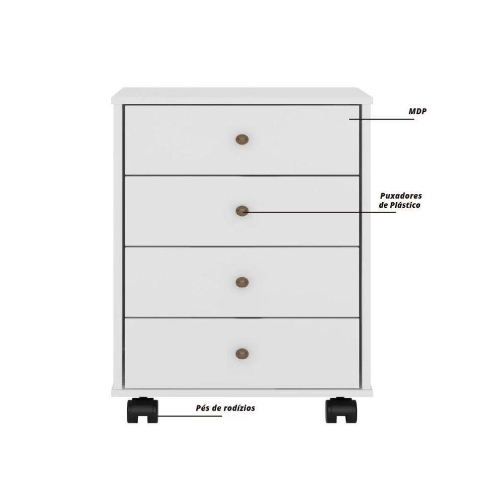 Gaveteiro 4 Gavetas Office Presence Branco Demobile - 4