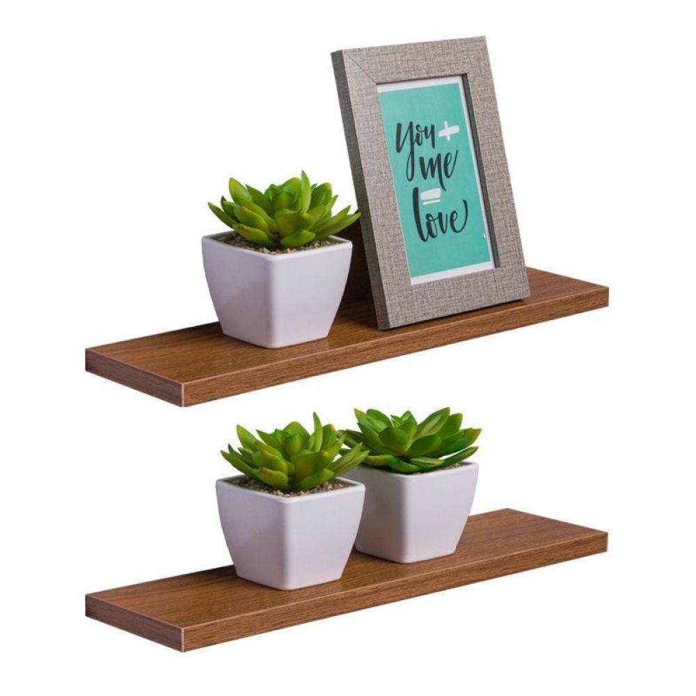 Kit 2 Prateleiras 60 X 10cm Freijó Suporte Invisível - 1