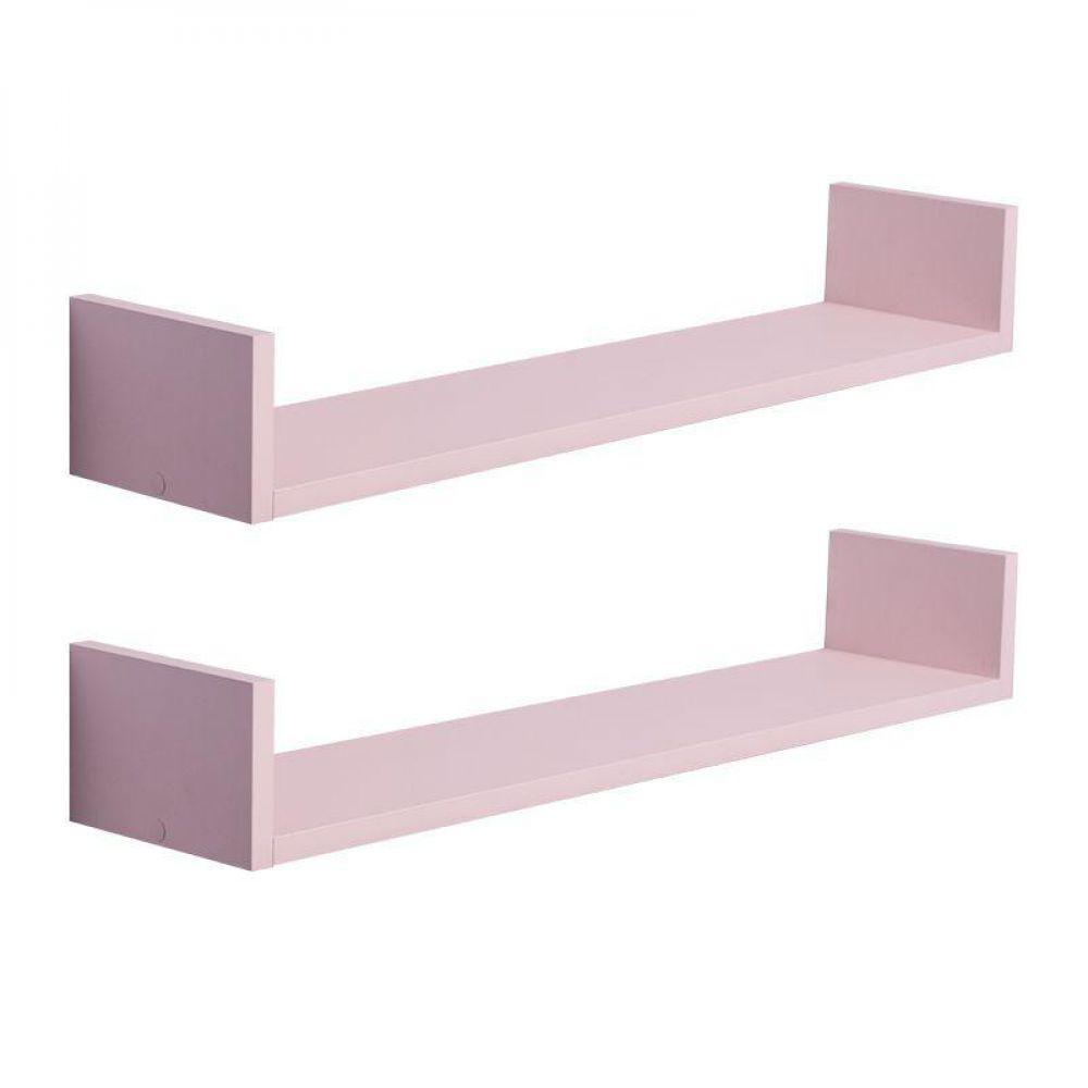 Kit 2 Prateleiras U 60 X 10cm Rosa Claro Suporte Invisível - 3