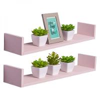 Kit 2 Prateleiras U 60 X 10cm Rosa Claro Suporte Invisível - 1