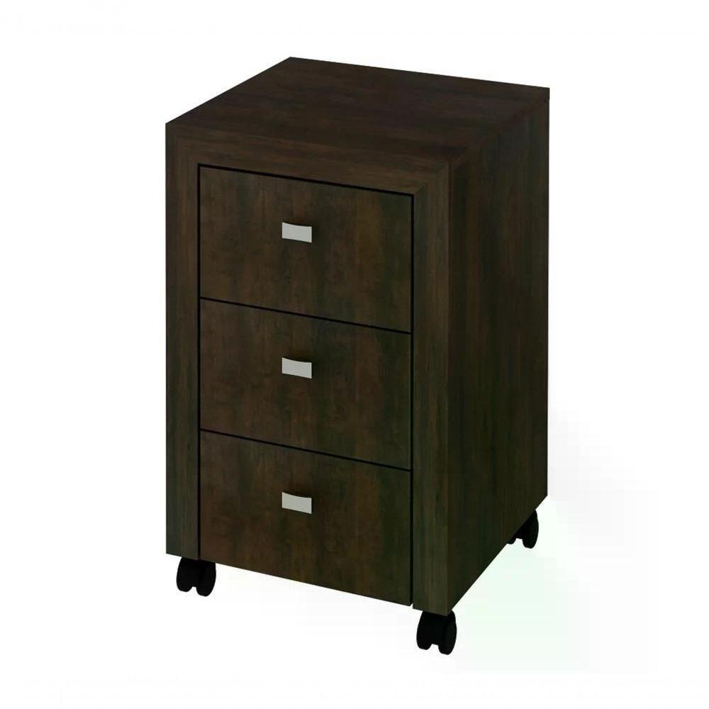 Gaveteiro Para Escritorio 03 Gavetas Me4108 Rustico Rustico - 1