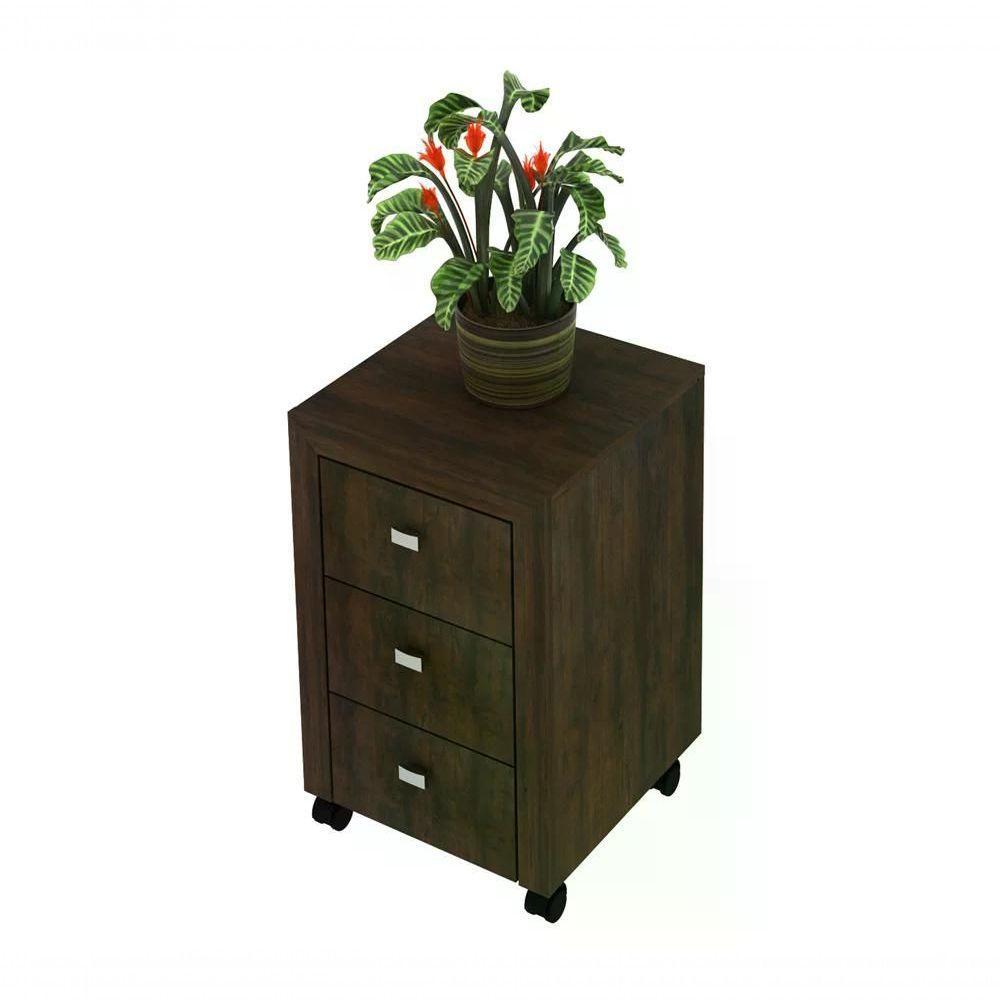 Gaveteiro Para Escritorio 03 Gavetas Me4108 Rustico Rustico - 3