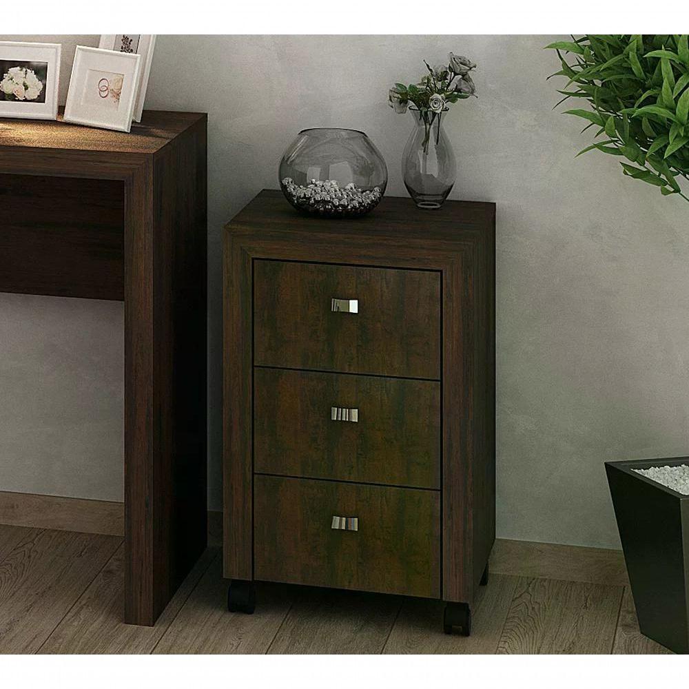 Gaveteiro Para Escritorio 03 Gavetas Me4108 Rustico Rustico - 6