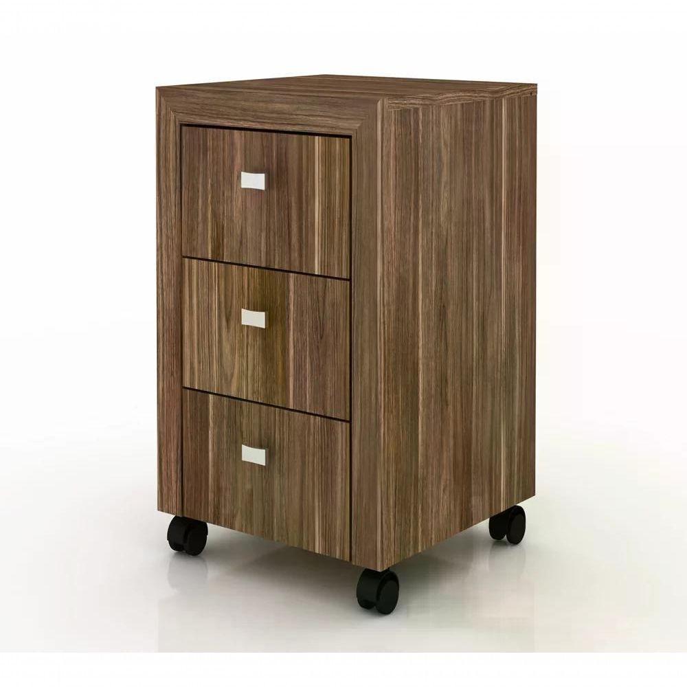 Gaveteiro Para Escritorio 03 Gavetas Me4108 Nogal Nogal - 1